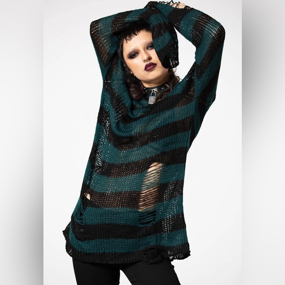 Killstar Sweaters - Killstar Sea Punk Knit Sweater